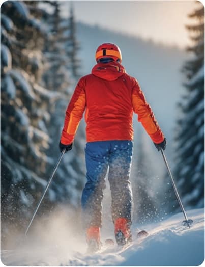 Traveler exploring a winter landscape